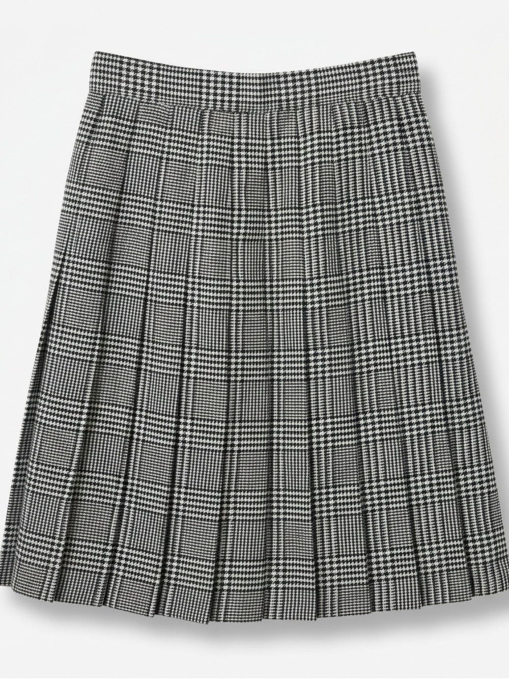 Black & White Glen Plaid Midi Pleated Skirt - Women's